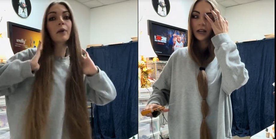 Виктория из Техаса держит ножницы и собирается отрезать косу после 15 лет ожидания