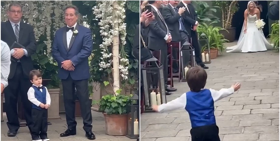 Малыш сначала не узнал невесту: потом неожиданно понял, что это его мама