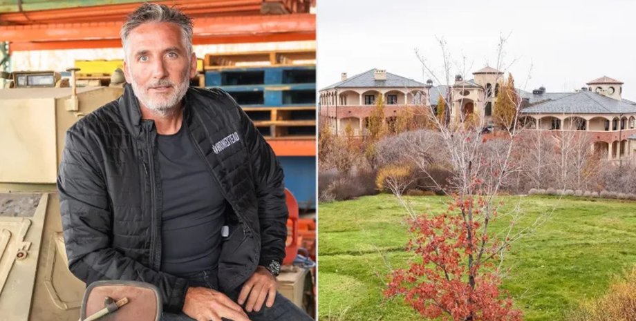 Джейсон Орвис на фоне техники в своем поместье и вид на его огромное автономное убежище в Юте