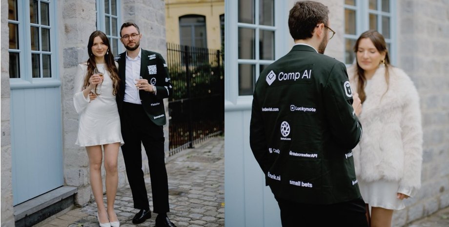 Предприниматель от Бога: мужчина продал место для рекламы на свадебном костюме