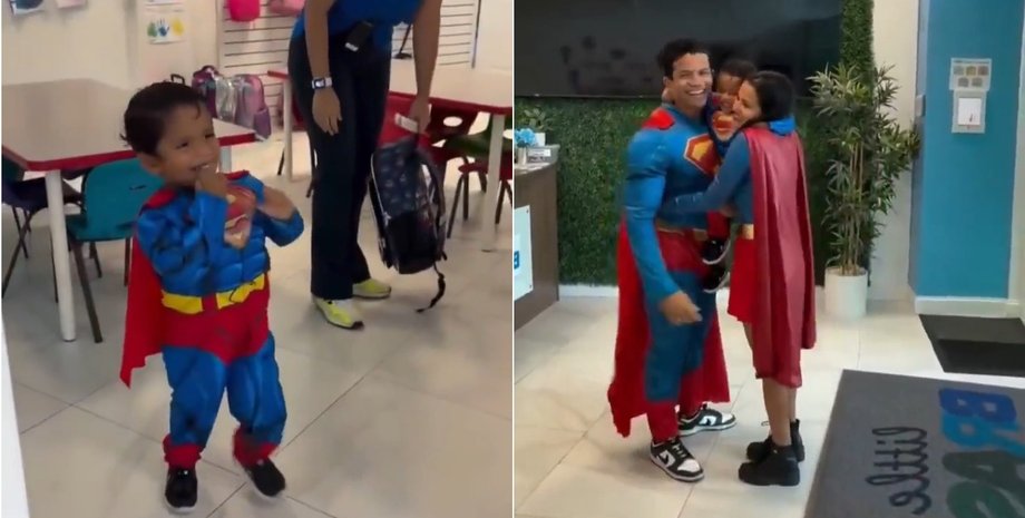 Родители пришли за сыном в школу в костюмах супергероев: восторг малого покорил сеть